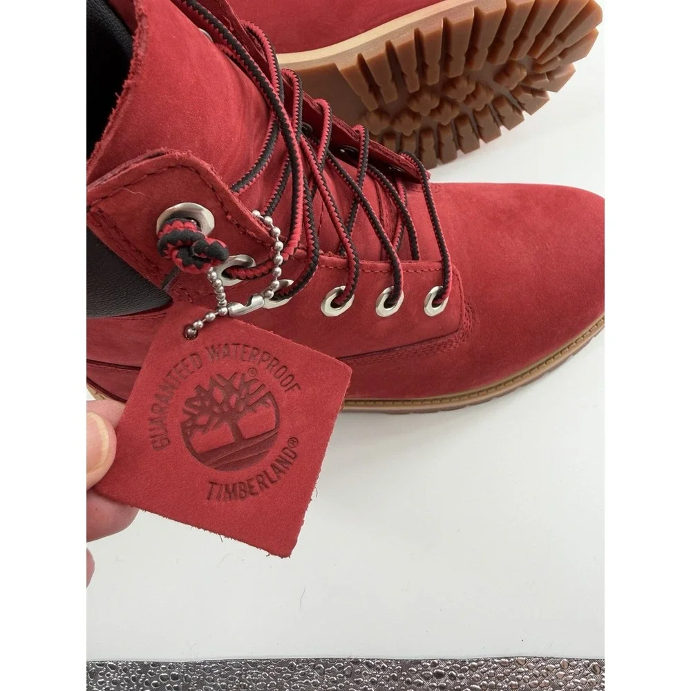 Timberland Boots Boys 5.5 US Red Suede Nubuck 6 Inch Premium Waterproof Hiking